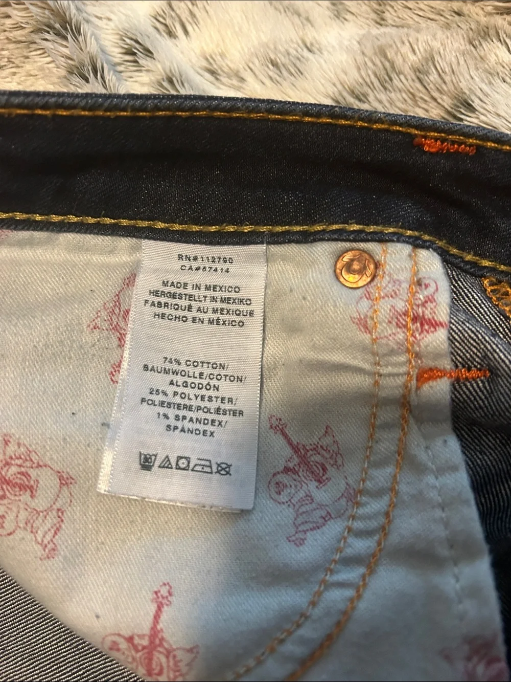 Vintage True Religion Dark Indigo Denim Jeans Contrast Stitching Button Pockets - Picture 12 of 14